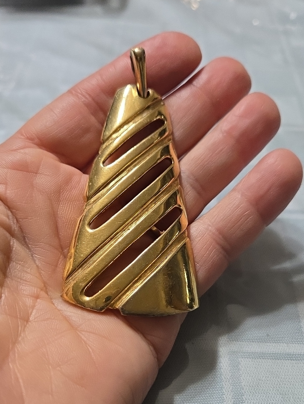 Vintage Signed CROWN TRFARI Art-Deco Style Geometric Pendant